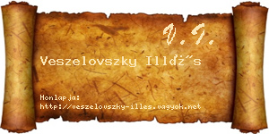 Veszelovszky Illés névjegykártya